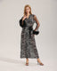 Black White Zebra Mesh Sleeve Fluffy Trim Long Robe