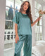 Summer Satin Short Sleeve Pajama Set