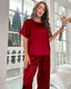 Summer Satin Short Sleeve Pajama Set