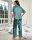 Summer Satin Short Sleeve Pajama Set