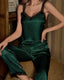 Bright Striped Ice Silk Lace Pajama Set