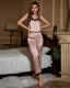 Bright Striped Ice Silk Lace Pajama Set