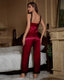 Bright Striped Ice Silk Lace Pajama Set