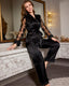 Lace Trim Satin Pajama Set