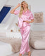 Striped Short Sleeve Satin Pajama Set