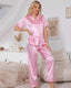 Striped Short Sleeve Satin Pajama Set