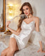 Satin Sheer Back Lace-Up Slip Dress
