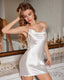 Satin Sheer Back Lace-Up Slip Dress
