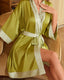 Scarlet Satin Chiffon Kimono Robe