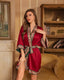 Scarlet Satin Chiffon Kimono Robe