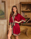 Scarlet Satin Chiffon Kimono Robe