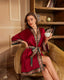 Scarlet Satin Chiffon Kimono Robe