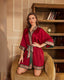 Scarlet Satin Chiffon Kimono Robe