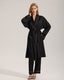 Black Satin-Texture Pink Piping Trim Robe