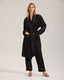 Black Satin-Texture Pink Piping Trim Robe