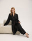 Black Satin-Texture Pink Piping Trim Robe