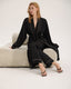 Black Satin-Texture Pink Piping Trim Robe