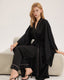 Black 3-Piece LoungewearRobe+Wide-Leg Pants+Robe