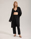 Black 3-Piece Loungewear Wide-Leg Pants+Robe