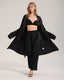 Black 3-Piece Loungewear Wide-Leg Pants+Robe