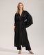 Black 3-Piece LoungewearRobe+Wide-Leg Pants+Robe