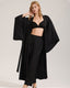 Black 3-Piece LoungewearRobe+Wide-Leg Pants+Robe