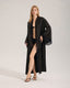 Luxury Black Robe with Pink Piping & Belt