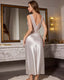 Lace Trim Deep V Back Slip Dress