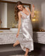 Lace Trim Deep V Back Slip Dress