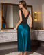 Lace Trim Deep V Back Slip Dress