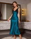 Lace Trim Deep V Back Slip Dress