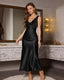Lace Trim Deep V Back Slip Dress