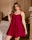 Plus Size Solid Satin Babydoll Slip Dress