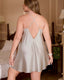 Plus Size Solid Satin Babydoll Slip Dress