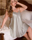 Plus Size Solid Satin Babydoll Slip Dress