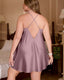 Plus Size Solid Satin Babydoll Slip Dress