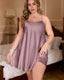 Plus Size Solid Satin Babydoll Slip Dress