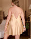 Plus Size Solid Satin Babydoll Slip Dress