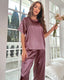 Summer Satin Short Sleeve Pajama Set