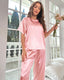 Summer Satin Short Sleeve Pajama Set