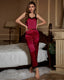 Bright Striped Ice Silk Lace Pajama Set
