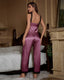 Bright Striped Ice Silk Lace Pajama Set