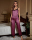 Bright Striped Ice Silk Lace Pajama Set