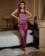 Bright Striped Ice Silk Lace Pajama Set