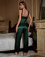 Bright Striped Ice Silk Lace Pajama Set