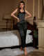 Bright Striped Ice Silk Lace Pajama Set