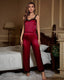 Bright Striped Ice Silk Lace Pajama Set
