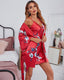 Ice Silk Floral Nightdress Robe Set