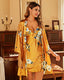 Ice Silk Floral Nightdress Robe Set