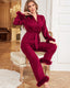 Striped Satin Wrap Pajama Set